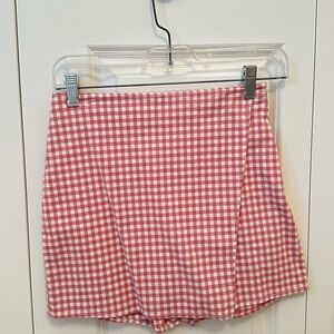 Hollister Pink and White Gingham Skirt